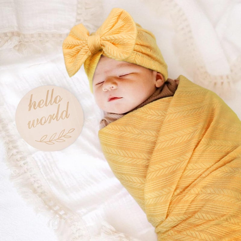 DRESHOW BQUBO Newborn Receiving Blanket Toddler Warm for Girls with Bow Hat and Bow Headband Shower Gift - Image 3